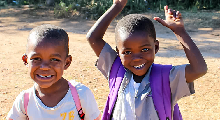 Happy sponsored children in Eswatini Africa